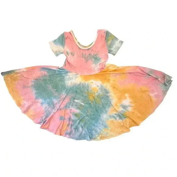 Wild Rich Kids Twirl Dress Girls Size 11/12 Tie Dye short sleeve